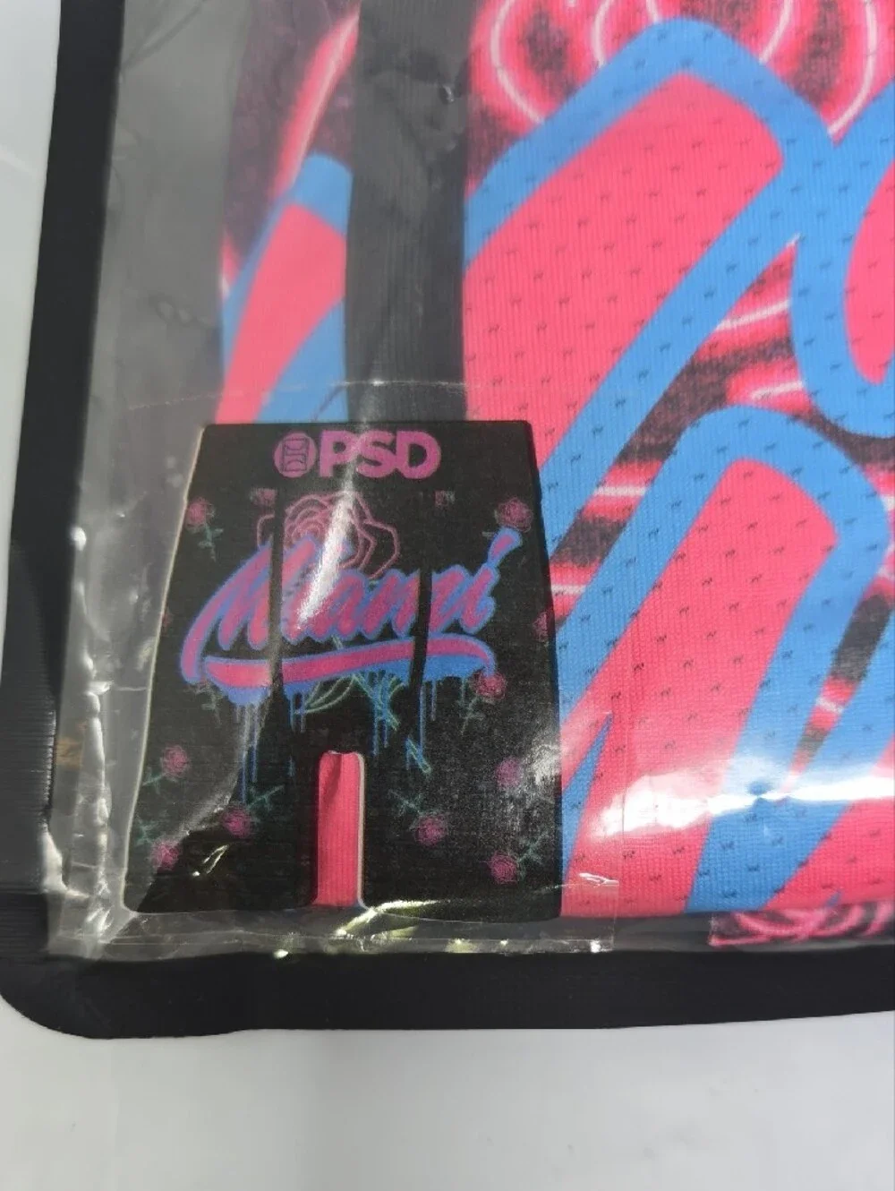 PSD Miami Black Boxer Briefs with Pink & Blue Graphic Rose Design